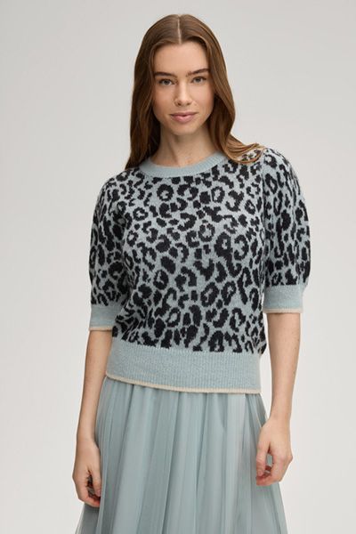 Kurzarm-Pullover mit Leoparden-Muster