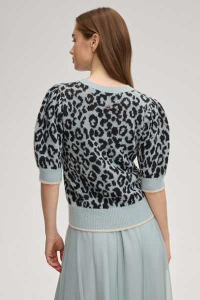 Kurzarm-Pullover mit Leoparden-Muster