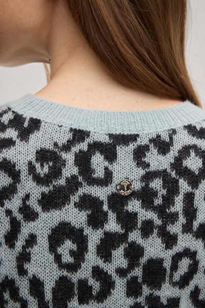 Kurzarm-Pullover mit Leoparden-Muster