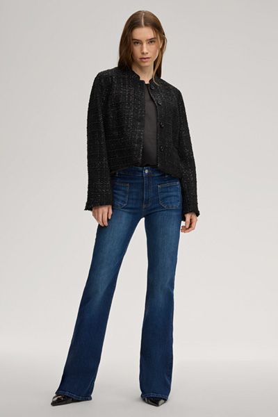 High-Waist Bootcut-Jeans mit aufgesetzten Taschen