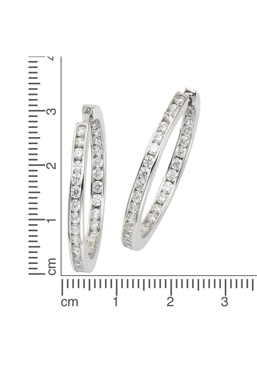 Elegante Silbercreolen mit Zirkonia-Besatz