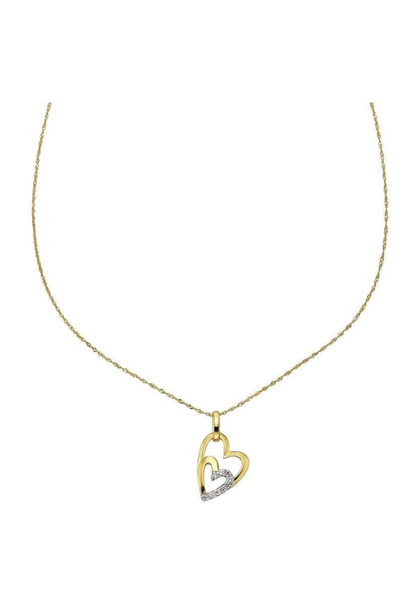 Goldene Halskette mit verschlungenen Herzen