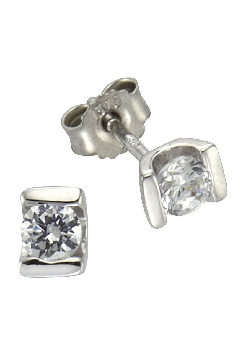 Elegante Weißgold-Ohrstecker mit Zirkonia