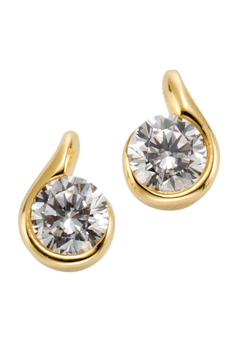 Elegante Zirkonia-Wellen-Ohrstecker