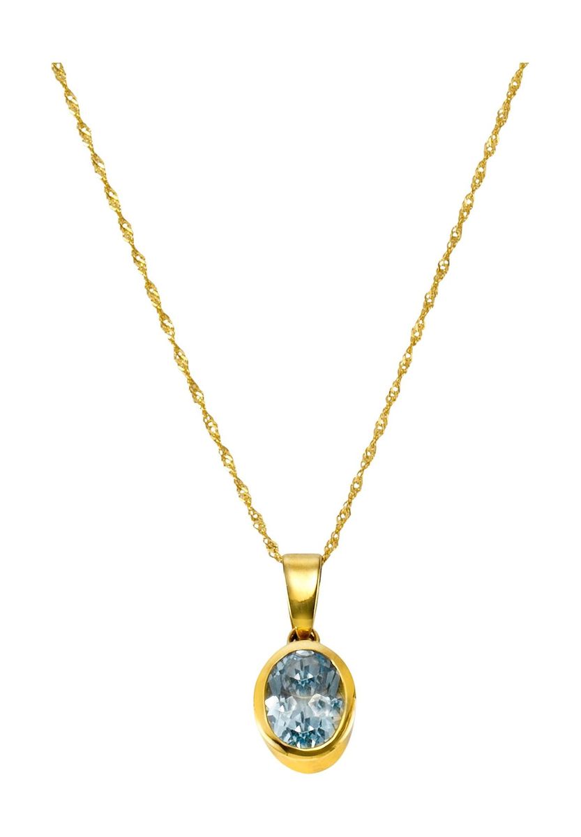 Elegante Goldkette mit Blautopas Anhänger