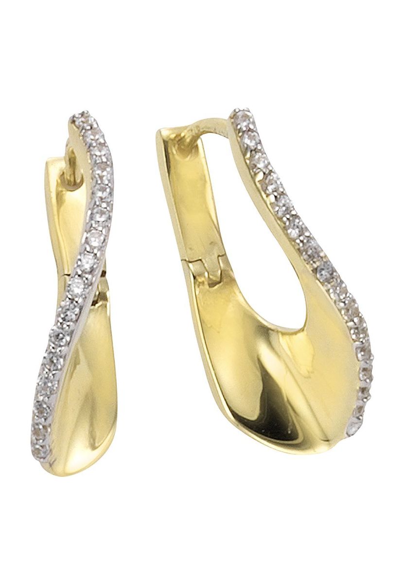 Geschwungene Goldcreolen mit Zirkonia