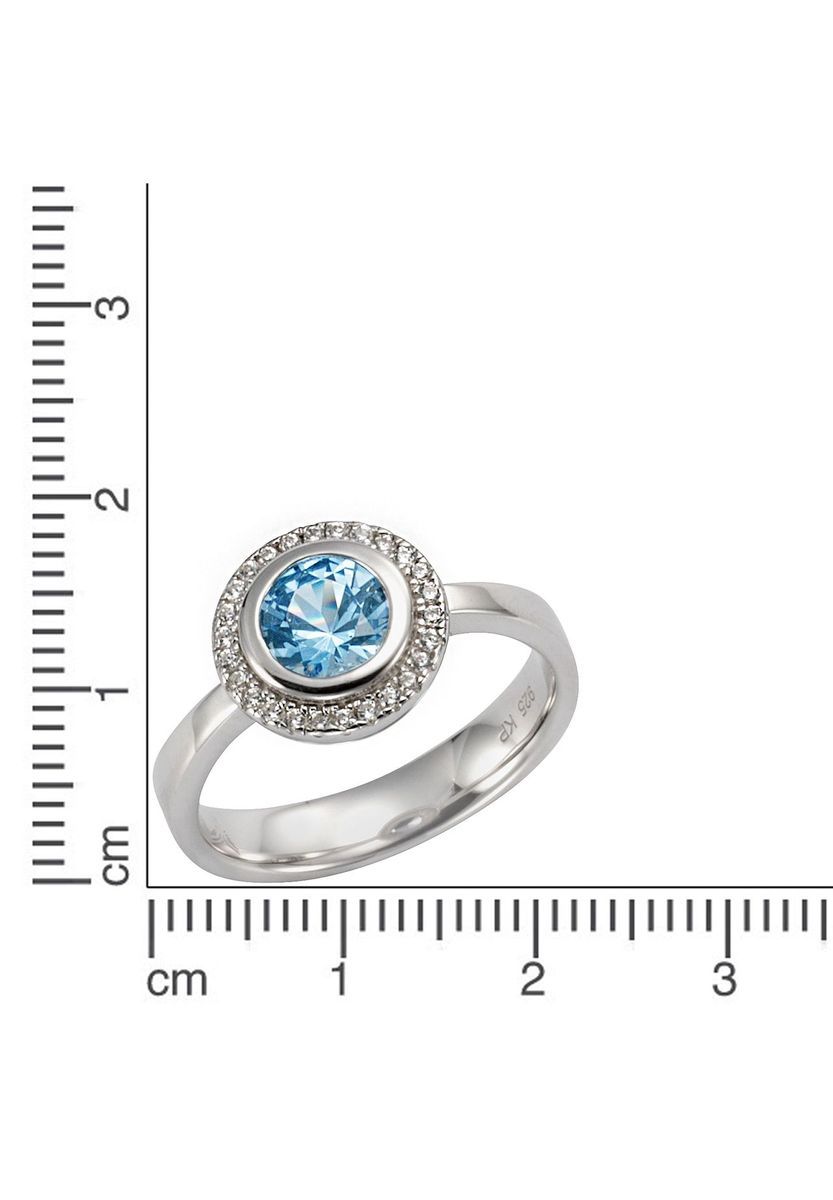 Halo-Ring mit blauem Topas
