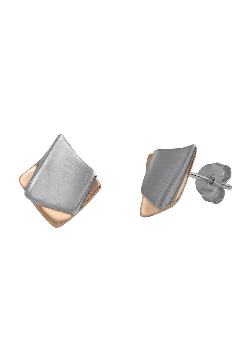 Geometrische Bicolor Silber-Ohrstecker