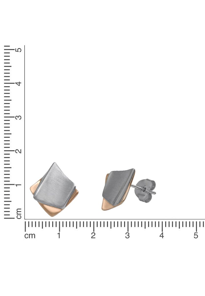 Geometrische Bicolor Silber-Ohrstecker