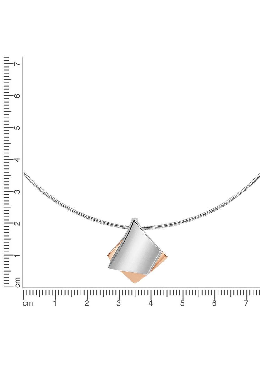 Zweifarbige Silberhalskette mit geometrischem Anhänger
