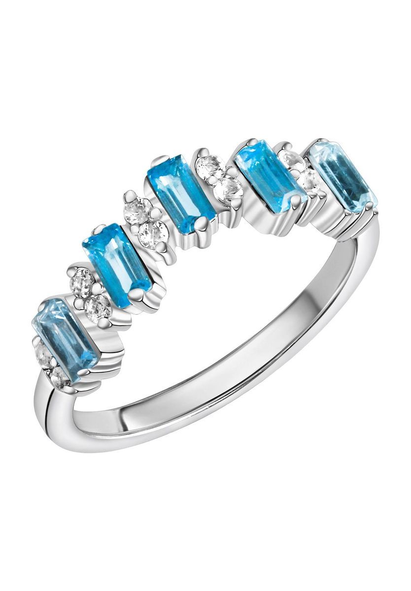 Ring mit Blautopas im Baguetteschliff