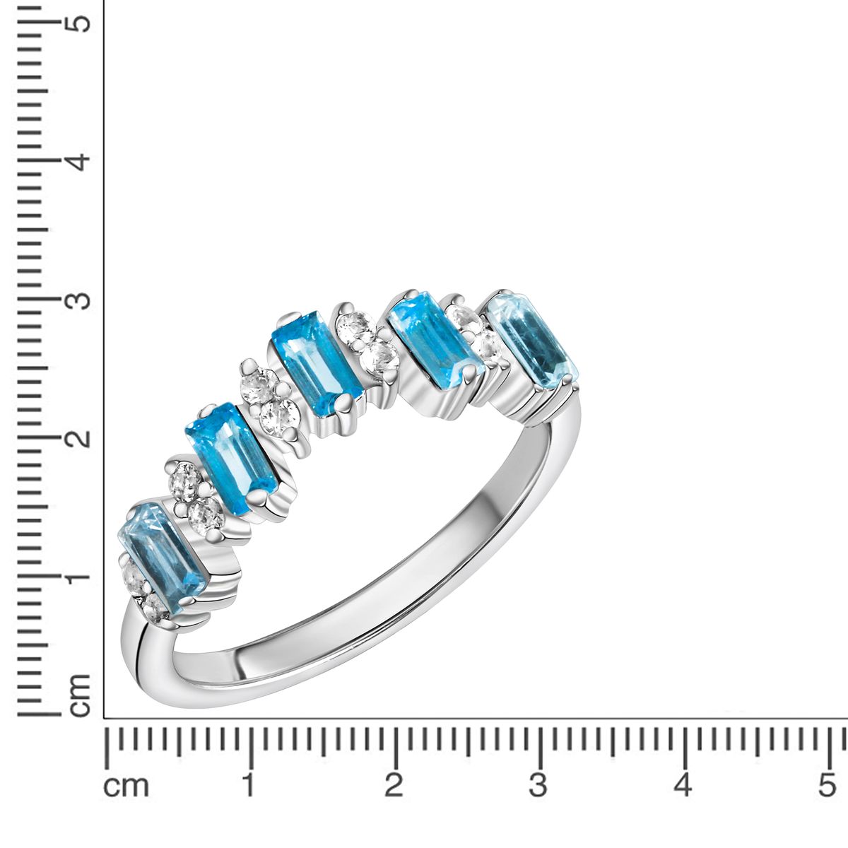 Ring mit Blautopas im Baguetteschliff