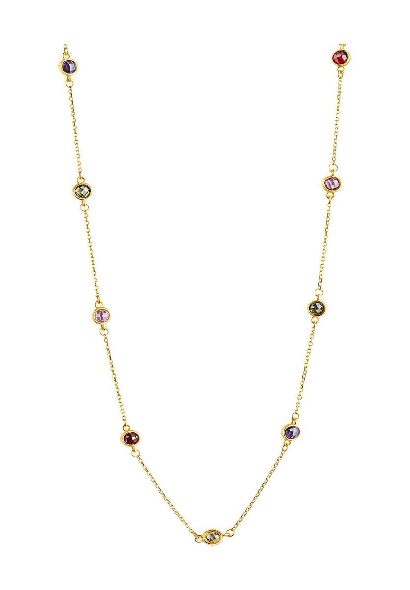Goldenes Station-Collier mit bunten Zirkonia