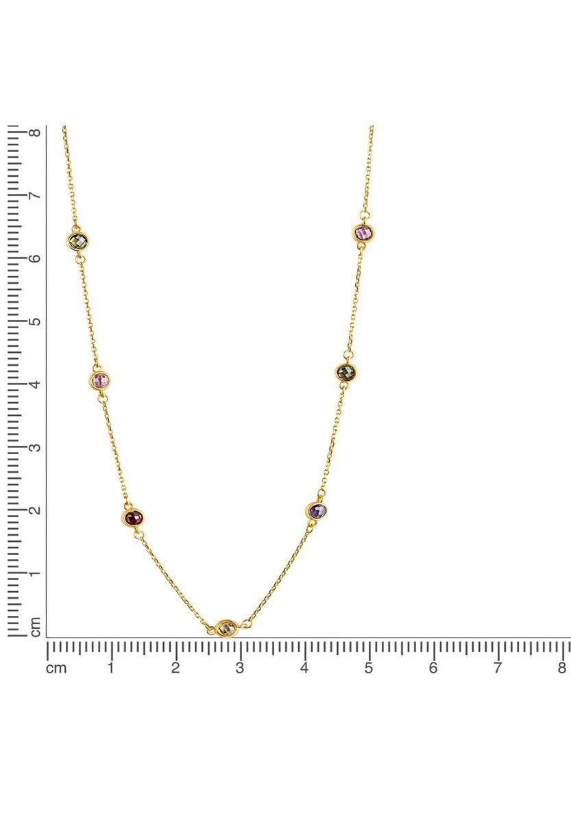 Goldenes Station-Collier mit bunten Zirkonia