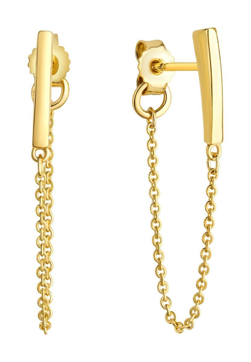Minimalistische Stab-Ohrstecker mit Kette