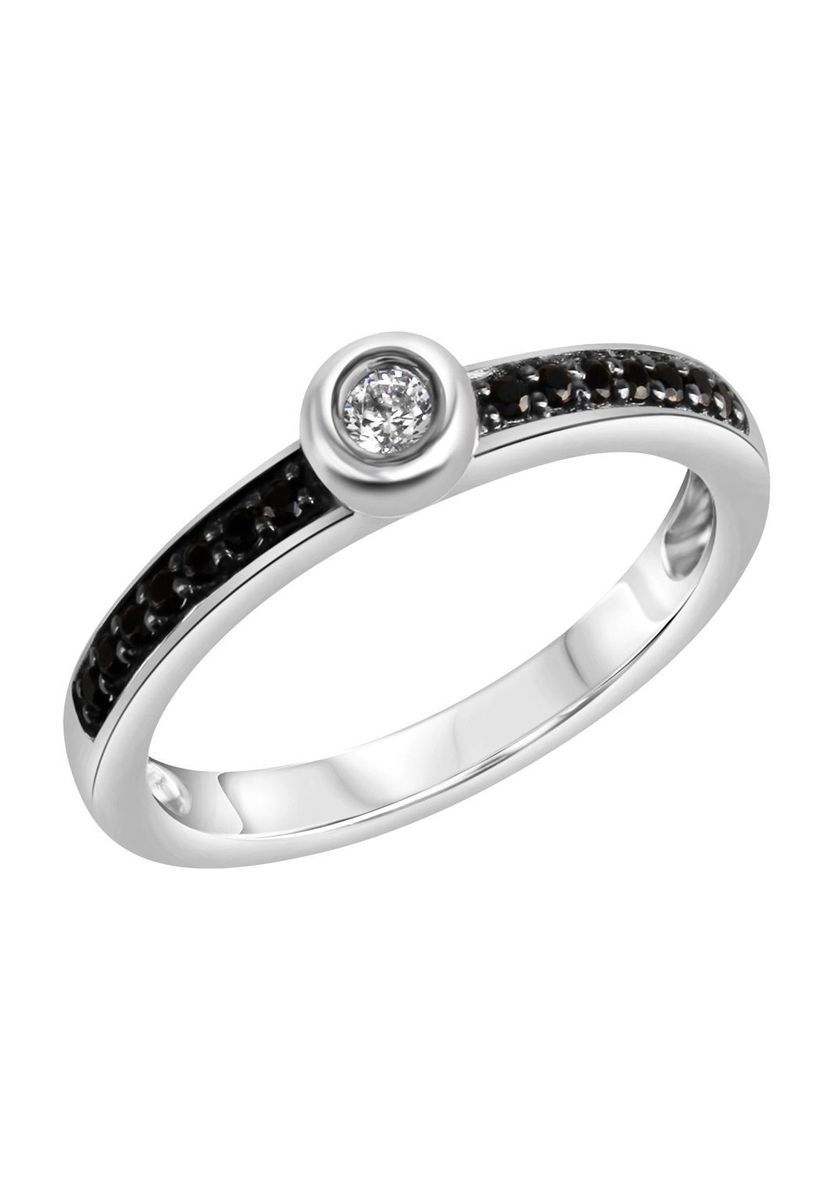 Zirkonia-Ring mit Kontrastbesatz