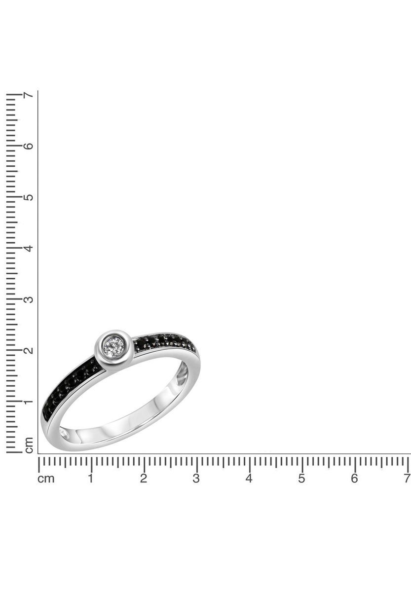 Zirkonia-Ring mit Kontrastbesatz