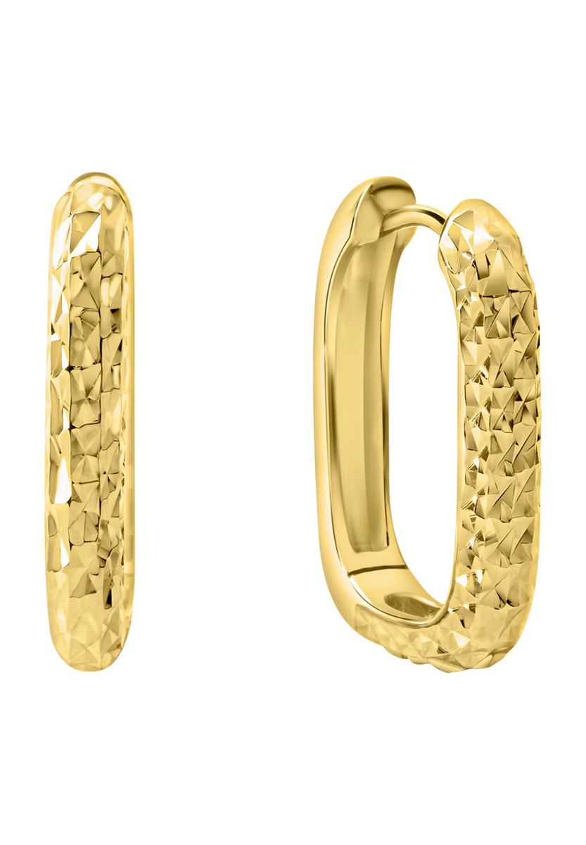 Rechteckige diamantierte goldene Creolen