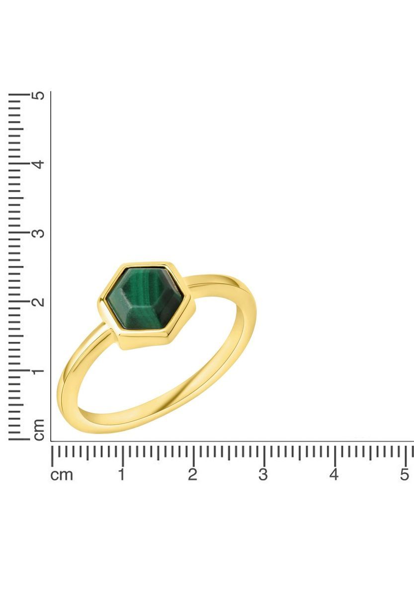 Hexagonaler Malachit Ring Vergoldet