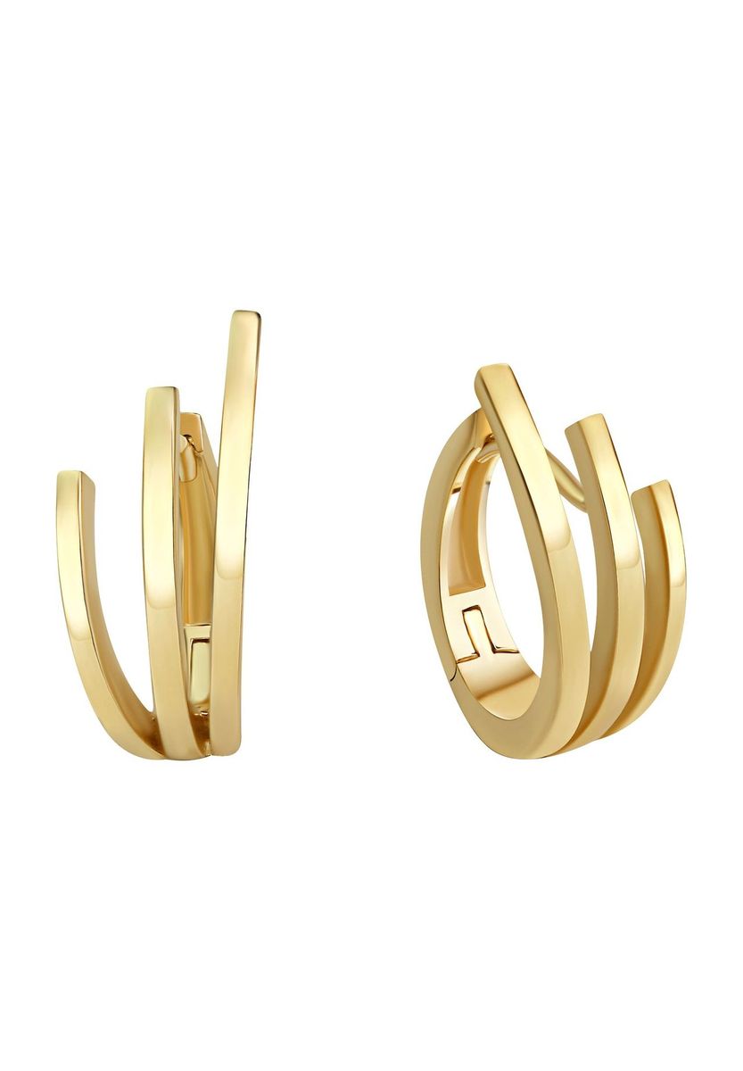 Elegante dreireihige goldene Klappcreolen