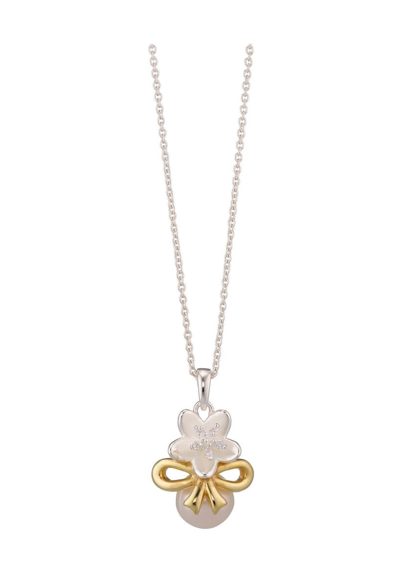 Edelweiß-Halskette mit Perle und Gold-Akzenten