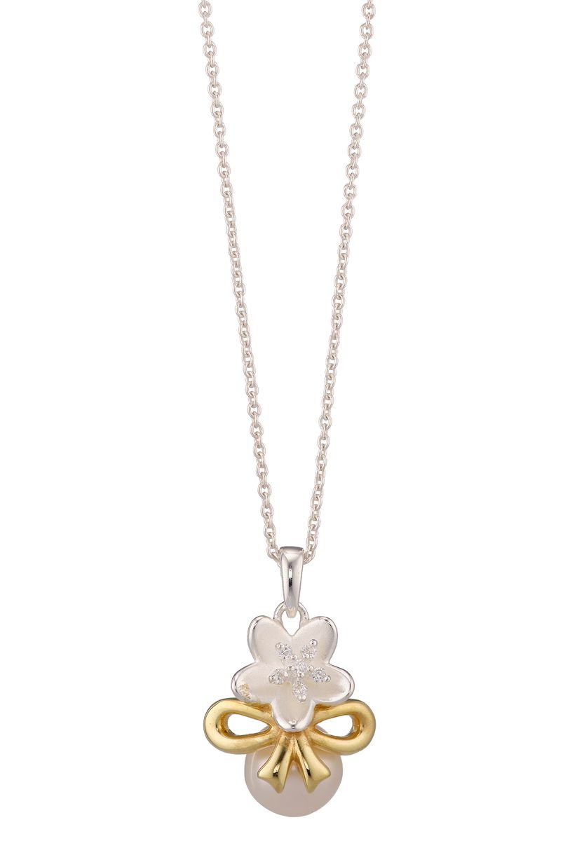 Edelweiß-Halskette mit Perle und Gold-Akzenten