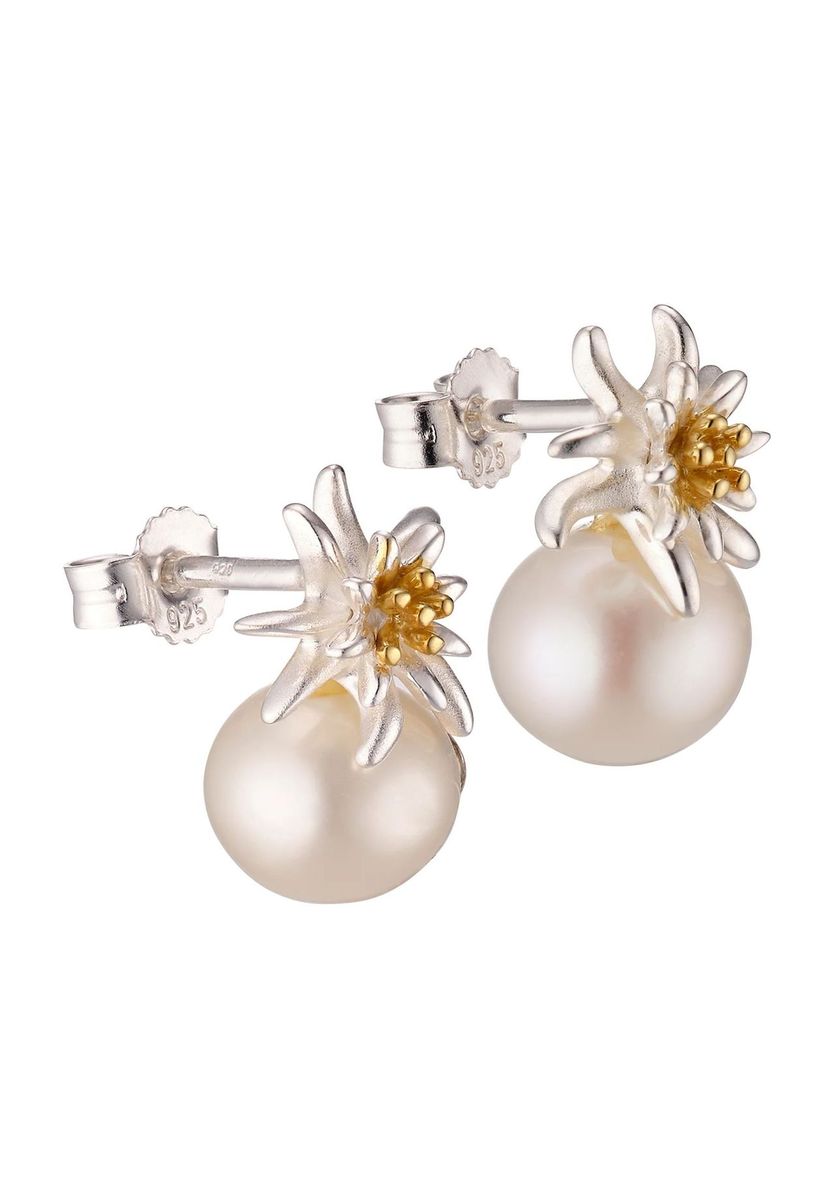 Elegante Edelweiß Perlen Ohrstecker