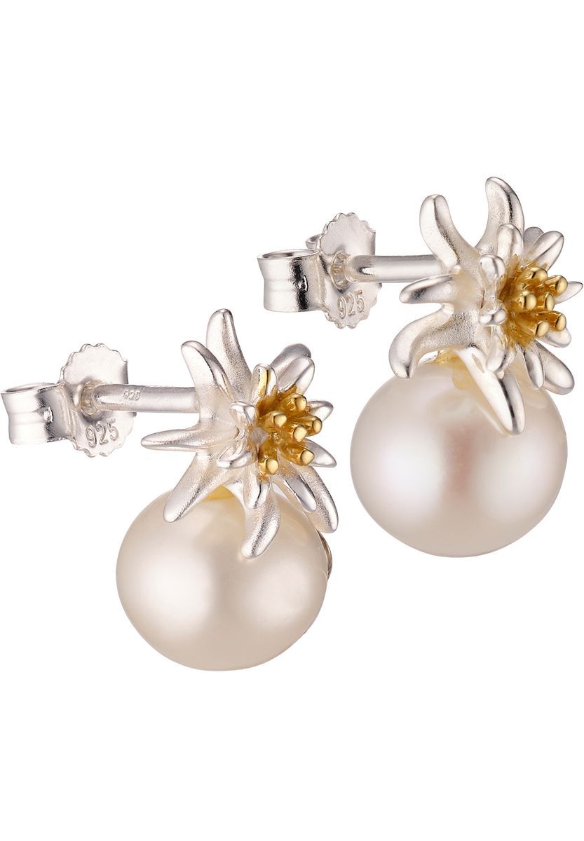 Elegante Edelweiß Perlen Ohrstecker