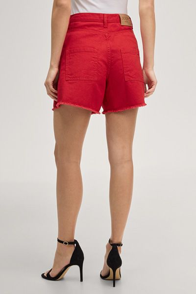 High-Waist Denim-Shorts mit Bundfalten