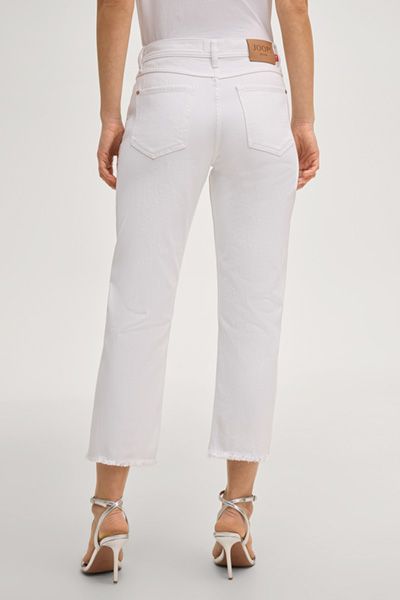 Straight-Jeans mit hohem Bund und Fransen