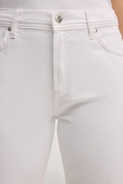 Straight-Jeans mit hohem Bund und Fransen