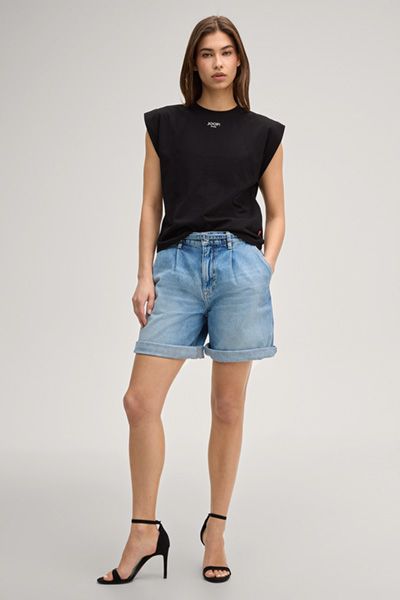 Bermuda-Jeans mit Bundfalten