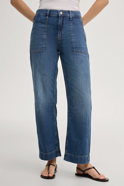 Weit geschnittene 7/8-Jeans mit Taschen