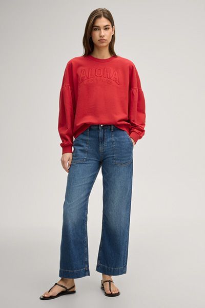 Weit geschnittene 7/8-Jeans mit Taschen