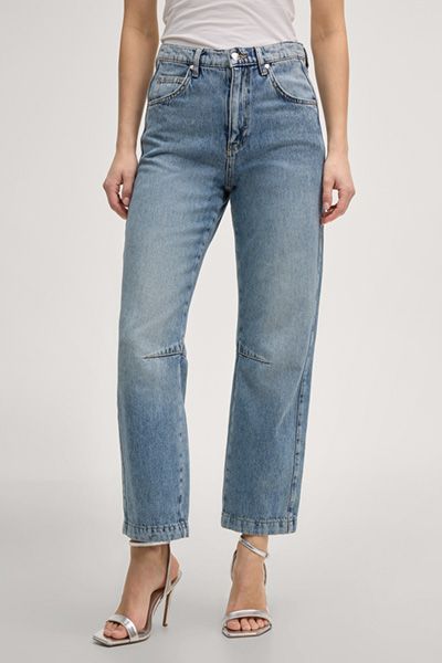 Wide-Leg-Jeans mit Knienähten