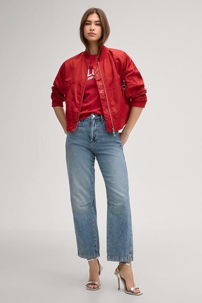 Wide-Leg-Jeans mit Knienähten