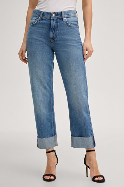 Straight-Leg-Jeans mit offenem Saum