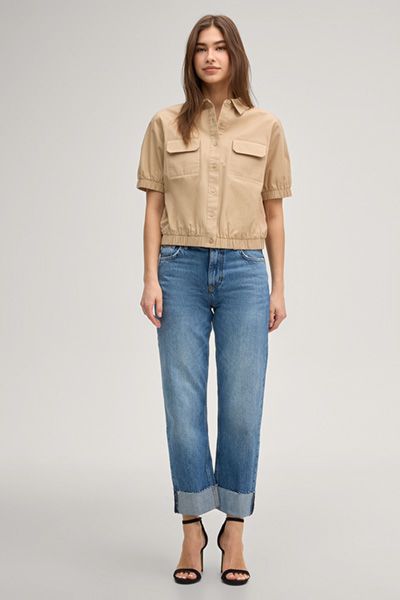 Straight-Leg-Jeans mit offenem Saum
