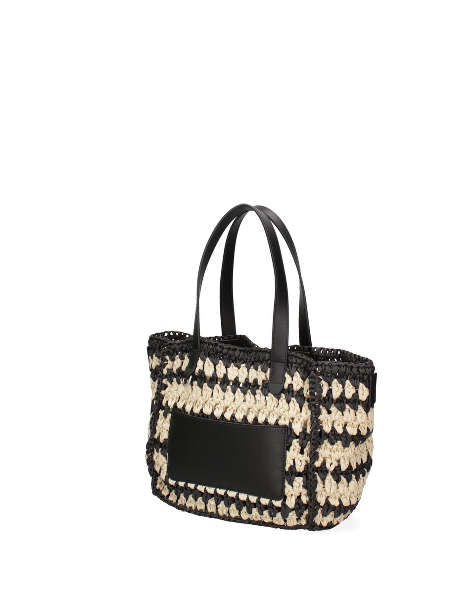 Geflochtene Stroh-Tote mit Ledertasche