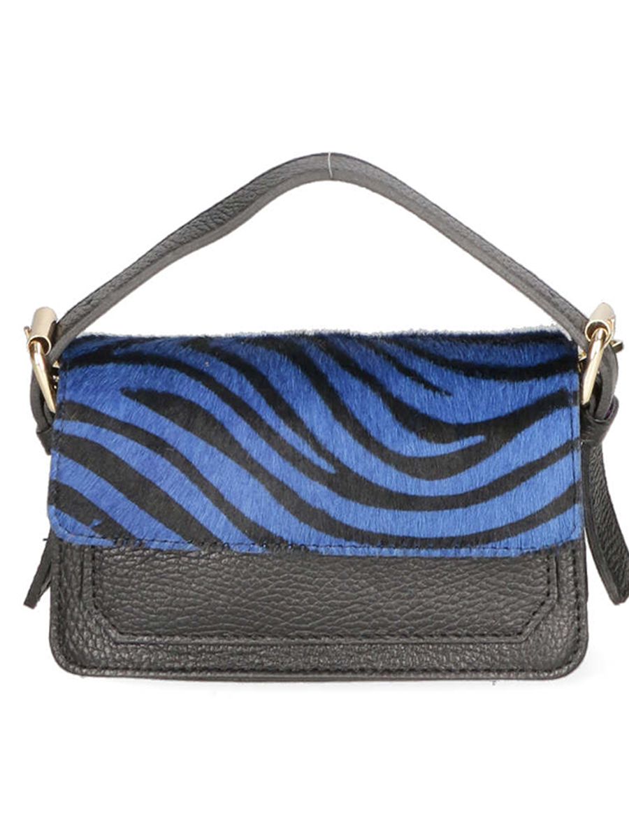 Mini-Tasche mit Tierprint-Fellbesatz