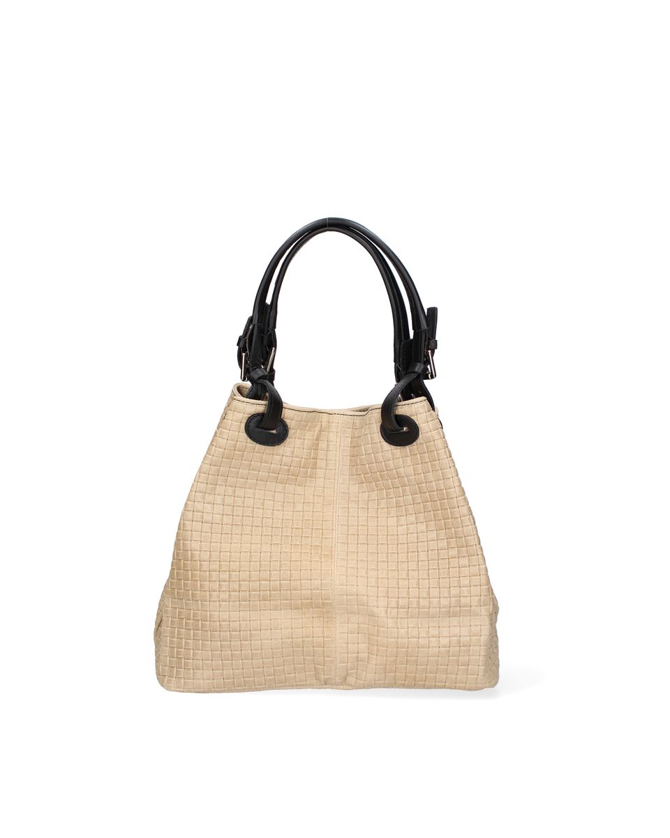Schultertasche mit Webmuster aus Wildleder