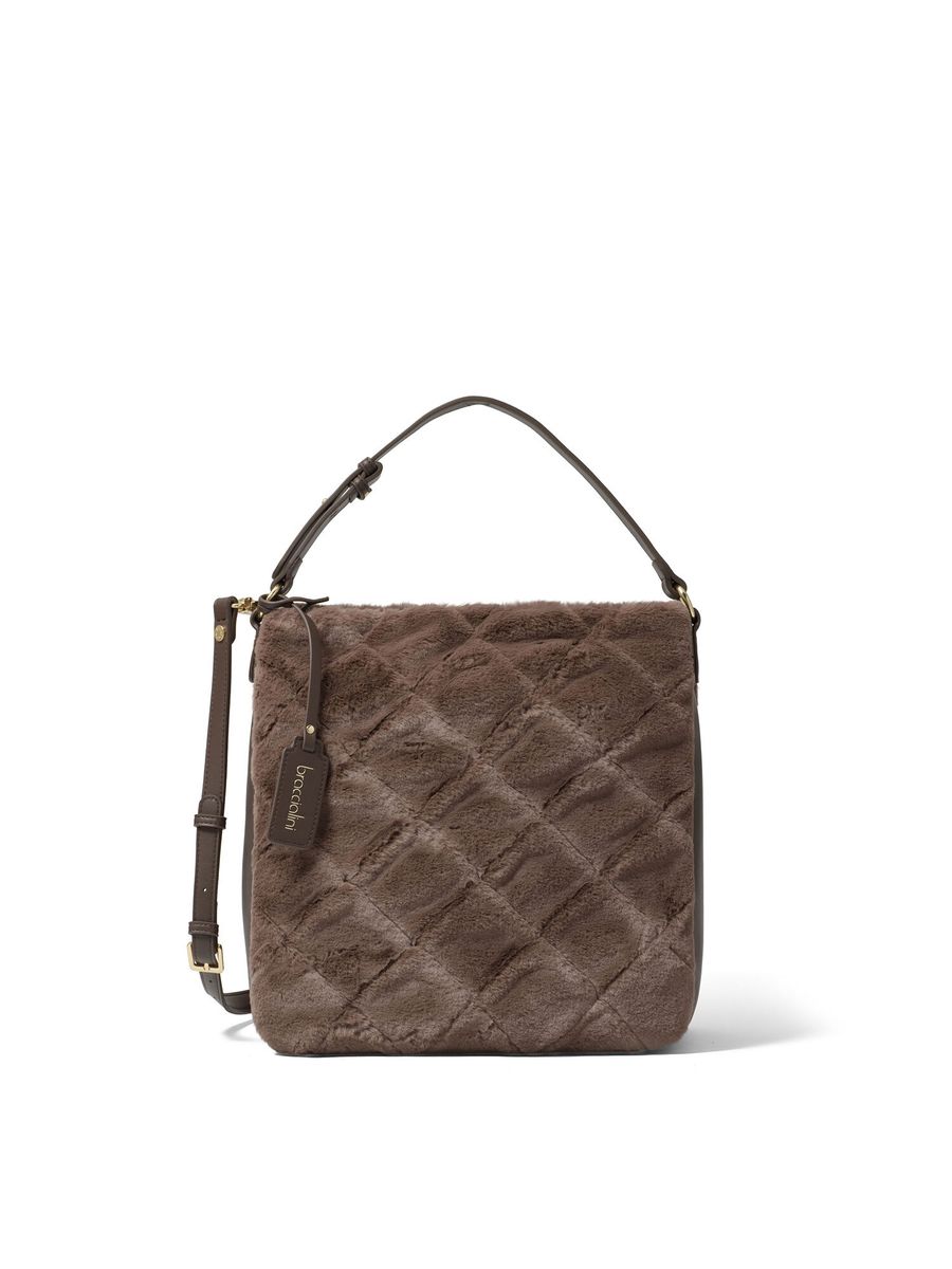 Boxy Schultertasche mit Blumenprägung