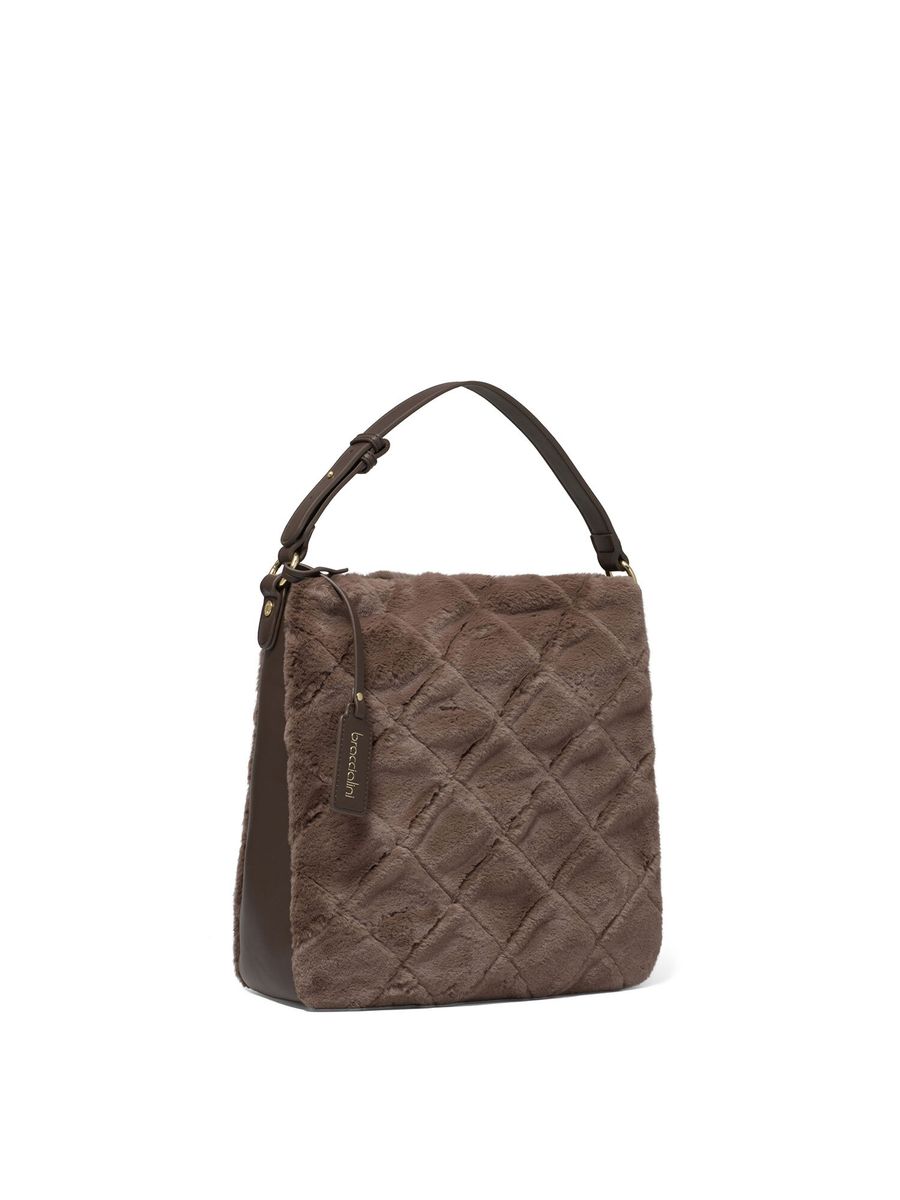 Boxy Schultertasche mit Blumenprägung