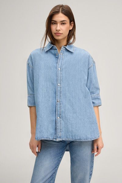 Locker geschnittenes Denim mit Dreiviertelarm