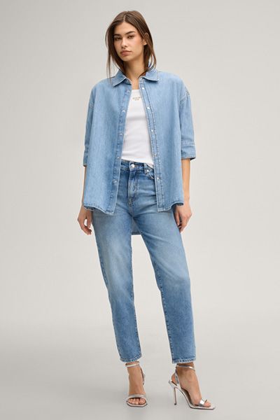 Locker geschnittenes Denim mit Dreiviertelarm