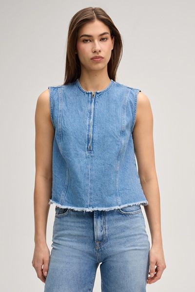Ärmelloses Jeans-Top mit Reißverschluss