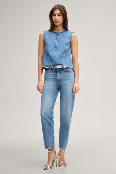 Ärmelloses Jeans-Top mit Reißverschluss
