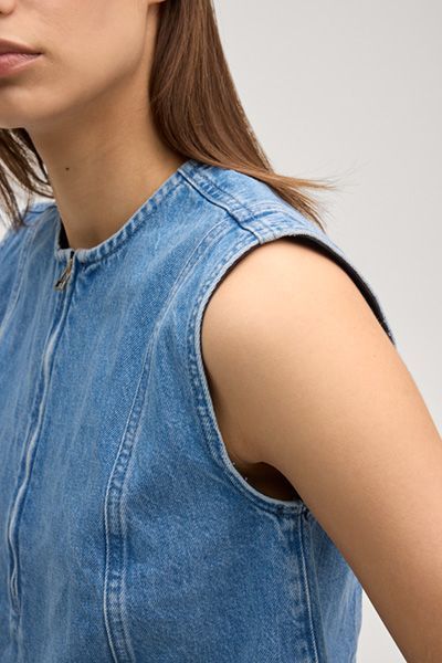 Ärmelloses Jeans-Top mit Reißverschluss