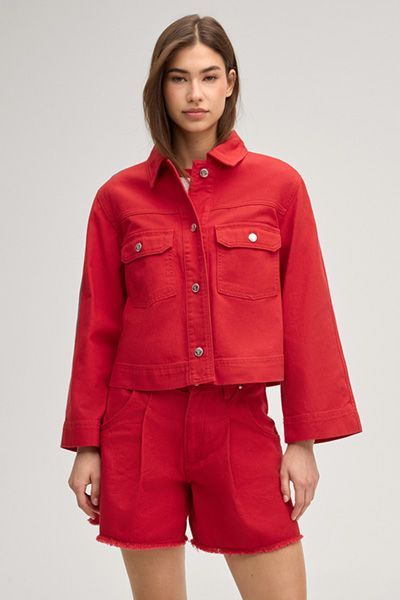 Boxy Jeansjacke aus Baumwolle