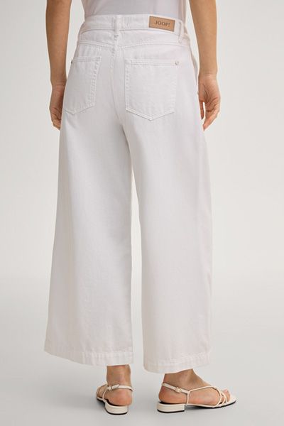 Verkürzte Wide-Leg-Jeans mit Bundfalten